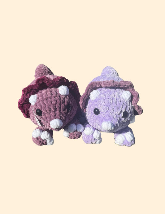 Crochet Triceratops Plushie Splooting